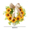 Flores decorativas para festival de abelhas coroa de flores verão com arco e folhas verdes 15,7 polegadas girassol para decoração de casa
