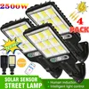 Dekoracje ogrodowe Solar Street Lights Zewnętrzna lampa słoneczna 2500 W z 3 trybami światła Wodoodporny czujnik ruchu Lampa bezpieczeństwa do ogrodu Patio Path Yard 230710