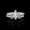 With Side Stones Jewelry 2Pcs 925 Sterling Silver Wedding Engagement Ring for Woman Flower 13ct AAAAA CZ Simulated Diamond Bridal Sets 230707