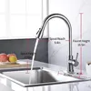 Küchenarmaturen Top-Qualität 304 Edelstahl Einhand-Herunterziehmischer Deckmontierter Wasserhahn für Waschbecken