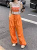 Pantalon femme 2023 Vintage femmes Cargo Orange Y2K décontracté taille haute pantalon gothique esthétique Streetwear Baggy jambe large Joggers