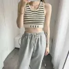 Damski krótki top na drutach tee designerskie podkoszulki damskie odzież nadruk w litery letnia pulowerowa kamizelka bez rękawów casual camis sexy streetwear