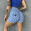 Legginsy damskie Plaid damskie szorty Cargo kieszeń z wysokim stanem elastyczne legginsy Push Up Mujer Sexy Workout Female Qucik Dry Fitness spodnie