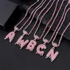 Pendentif Colliers Bling Strass Alphabet a z Nom Initial Collier pour Femmes Hommes Rose Couronne Lettre Cristal Chaîne Tendance Bijoux 230613