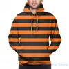 Sweats à capuche pour hommes Sweat pour hommes pour femmes Funny Black And Orange Stripes Print Casual Hoodie Streatwear
