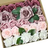 Fleurs décoratives Artificielle Combo Délicat Shabby Dusty Rose Mélangé Avec Tige Pour DIY Bouquets De Mariage Centres De Table Baby Shower