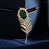 Spille SINZRY Accessorio per gioielli coreani CZ Micro Pave Feather Pin per donna