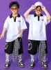 Stage Wear Ballroom Hip Hop Dans Rave Kläder För Barn Vita T-shirts Svarta Shorts Street Boys Jazz Outfits DQS13125