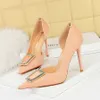 Banquet Thin Heel Pumps Womens Sexy High Heels Party Shoes Dress Shoes with Metal Buckle Purple Pink Green Blue