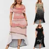 Fritidsklänningar Boho-tryck Blommor Eleganta kläder Sommar För Kvinnor 2023 Kall O Neck Plus Size Formella tillfällen Vestidos