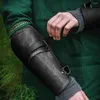 Knee Pads 1 Pair Cosplay Props Faux Leather Wide Bracer Lace Up Arm Armor Cuff Cross String Steampunk Medieval Gauntlet Wristband