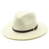 summer hats wide brim solid belt jazz caps men casual outdoor straw hats panama vintage summer spring formal women straw hats