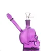 Großhandel bunte Wasserpfeifen Shisha Mini kreative 3D-Schädel rosa berauschende Glas Dab Rigs Bongs Wasser Tabak Bong Rohre