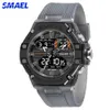 SMAEL montre de Sport créative pour homme double temps lumière LED étudiant montres alarme 8066 mode chronomètre militaire montre-bracelet pour hommes