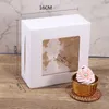 Подарочная упаковка 50 пакетов торт коробки печенья пекарня коробки с прозрачным окном 4 Count Cupcake Create
