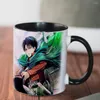 Muggar Attack On Titan Mug 11oz Kreativ Keramik Tecknad Anime Kaffe Tekoppar Pojke Vänner Make Födelsedagspresent