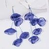 Pendientes colgantes de pétalos elegantes para niñas, exquisitas flores de Organza, colgante de borlas largas, regalos de joyería para fiestas 230710