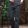 Men's Pants Casual Loose Straight Working Waiter Kitchen Cotton Cargo Striped
