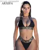 Dames Zwemkleding ARXIPA Sexy Bikini Sets Voor Vrouwen Bandage Badpak Crop Top Badmode String Badpak Hoge Cut Beachwear Effen Print Nieuwe Bader Z230711