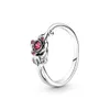 S925 sterling zilver driedimensionaal reliëf rozen rode diamanten ring damesvleugels ringen damessieraden mode-accessoires gratis levering