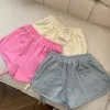 Shorts Feminino Perna Larga Feminino Laço Lazer Cintura Alta Verão Estudantes Y2K Fenda Lateral Desenhada Roupas Coreanas Simples e Macias