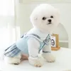 Vêtements pour chiens JK Preppy Style Dress Pet Vêtements Doux Pour Chiens Vêtements Chat Petit Imprimé Mignon Mince Printemps Été Bleu Fille Yorkshire