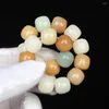 Strand Natural Gradient Multi Treasure Color White Jade Bodhi Buddha Bead Bracelet Feminino Dedo Envoltório Macio Wen Play Antigo Tipo Balde