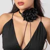 Collares pendientes Exagerado Collar de gargantilla de flores grandes para mujer Moda elegante Cadena de cuerda larga con cordones en el cuello Accesorios de joyería 230613