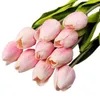 Fleurs décoratives 10 pièces décoration de fête à la maison artificielle vraie touche Faux cuir tulipes Simulation fleur