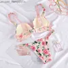 Bras setleri bras setleri yeni 2 parçalı bikinis seti mektup seksi bras rhinestone iç çamaşırı kadın set pembe konfor push artı beden sütyen külot iç çamaşırı seti t220907 z230710