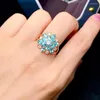 Cluster Rings KJJEAXCMY Boutique Jewelry 925 Sterling Silver Natural Apatite Gemstone Girl Ring Luxury Geometric Pattern Support Detection