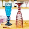 3Pic/set Colorful Vintage Goblet Champagne Wine Glasses Cup Cocktail Whiskey Cups Crystal Sculpture Juice Beer Glass 150ml