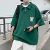 メンズポロスカジュアルラペルポロシャツルース韓国ファッション半袖ポロTシャツ豪華なプレッピー服Tシャツトップスストリートウェア230710