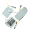 Party Favor Silicone Bead Bracelet Party Favor Solid Color Card Bag Key Chain Wallet Leather Tassel Multi Card Slot Change Bag Leather Card Cover Q301