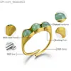 Alianças de casamento Lotus Fun prata esterlina 925 real anel de ouro 18K feito à mão joias requintadas pedra natural criativo vagem de ervilha anel design Z230712
