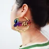 Hoop Huggie Rainbow Color Name Orecchino personalizzabile Dangle Bamboo 230707