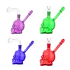 1pcs Narguilés Mini Dab Rigs Crâne Heady Verre brûleur à mazout Bongs Conduites d'eau Unique recycleur Bong à eau Bubbler attrape-cendres avec pot d'huile en aval