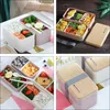 Diny Sets Metal Lunch Box Kids Double Layer Container Aldult 18.5x10.5x10cm Bento Studenten Zwart houten kind