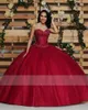 Burgundy Çıkarılabilir Balya Elbise Quinceanera Elbiseler Boncuklu Tatlı 16 Elbise Pageant Vestido De 15 Anos Anos Balo Partisi GOWNS