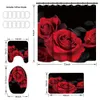 Toothbrush Holders Waterproof Bathroom Shower Curtain Valentine's Day Gift Curtains Set Anti skid Rugs Toilet Lid Cover Bath Mat 230710