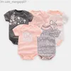 Rompertjes Ircomll 5-piece/batch baby jongen en meisje kleding pasgeboren baby korte mouwen katoen badpak baby meisje set babykleding Z230711
