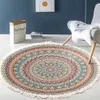 Tapijt Retro Boho Ronde Met Kwastje Slaapkamer Woonkamer Deur Vloermat Deurmat Home Decor Geweven Katoen Linnen Nachtkastje Perzisch tapijt 230710