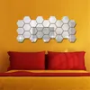 3D 벽 패널 12pcs 육각형 아크릴 미러 스티커 DIY 예술 장식 스티커 홈 거실 거울 벽화 adesivo de parede 230707