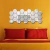 3D Wandpaneel 12 Stuks Hexagon Acryl Spiegel Stickers DIY Art Decor Sticker Thuis Woonkamer Gespiegelde Muurschildering adesivo de parede 230707