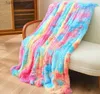 Couvertures Couverture en flanelle de fourrure confortable Fluffy Shaggy Super doux chaud Canapé Jeter Tie-dyed Traveling Polaire Rainbow Couvertures Couvre-lit Couverture T230710