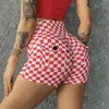 Legginsy damskie Plaid damskie szorty Cargo kieszeń z wysokim stanem elastyczne legginsy Push Up Mujer Sexy Workout Female Qucik Dry Fitness spodnie