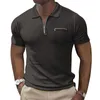 Men's T Shirts Fashion Trend Zipper Pocket Sports Top Shirt