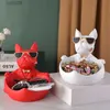 Decoratieve objecten beeldjes coole Franse bulldog butler met opbergschaal voor sleutelparels en juwelen hond standbeeld home decor statu sculptuur hond hars kunst cadeau T230710