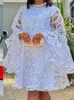 Casual Dresses African Lace Dress 2 Piece Women Set Fashion Streetwear Summer Clothes Butterfly Sleeve White Midi Vestido Lady Party Robe