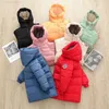 Piumino Piumino Piumino Neonati Giacche Cappotti invernali Bambini Spessi Lunghi Bambini Capispalla caldi Con cappuccio Per ragazze Tuta da neve Soprabito Vestiti Tinta unita L230710